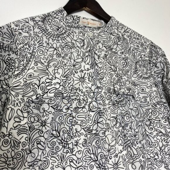 Tory Burch Doodle Print Shirt Dress Women Size 10 - Picture 6 of 8